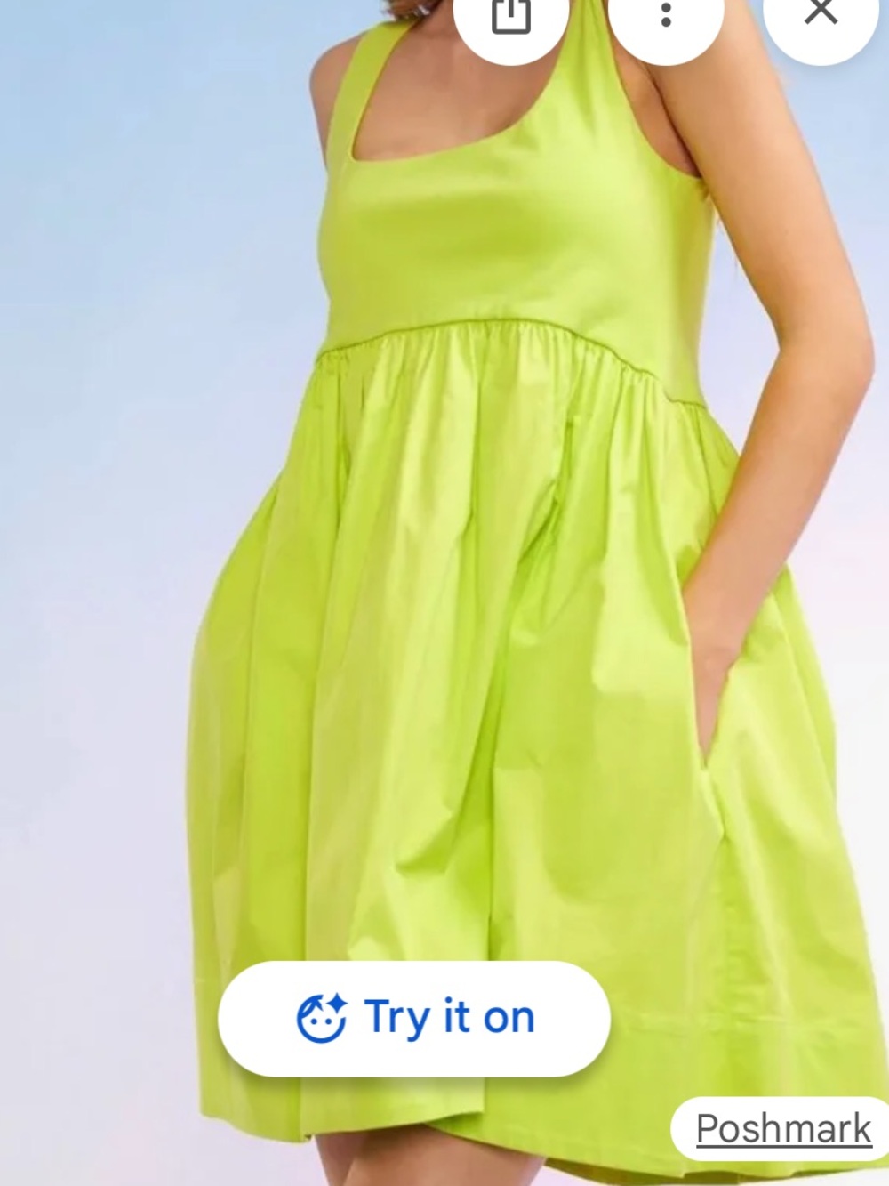 Cynthia Rowley Bright Lime Green Cotton Tank Dress